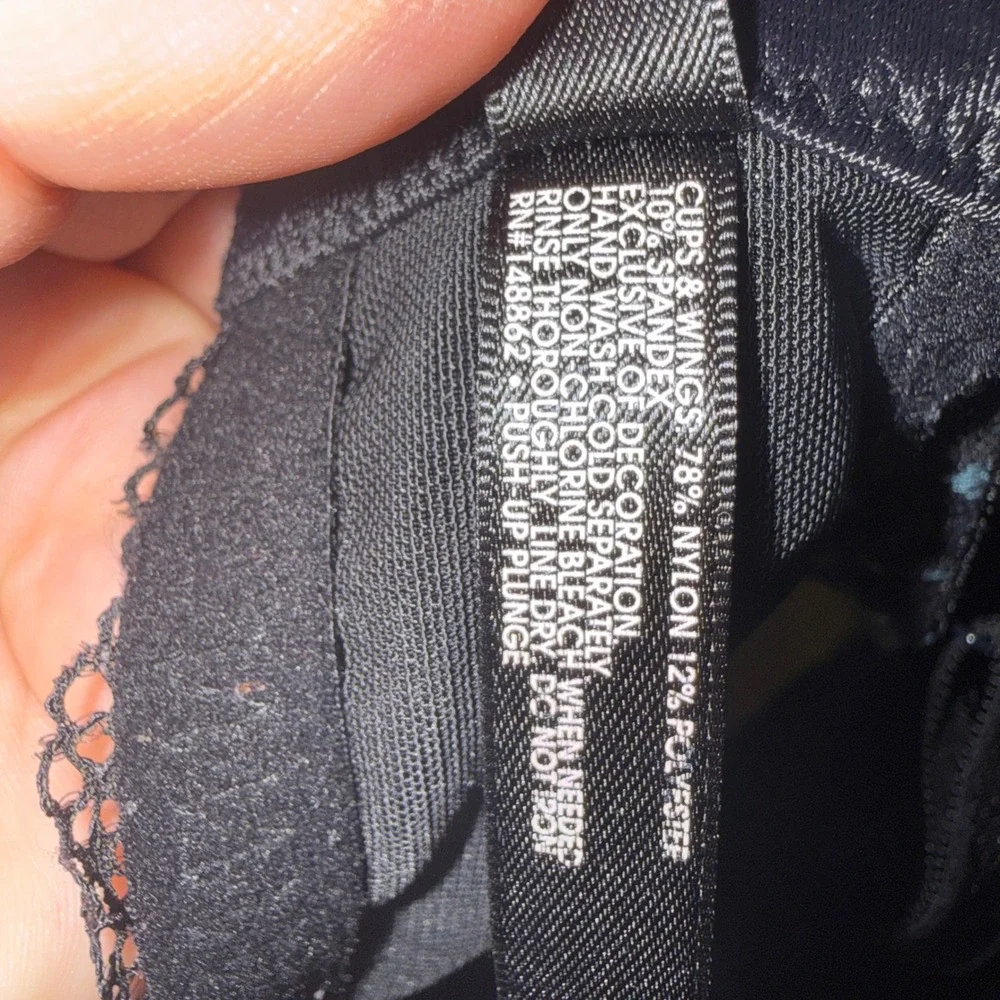 Torrid Curve Push-Up Plunge Bra 46D Teal Black‎ Floral Lace Underwire